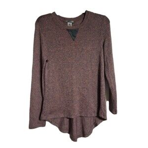 Women's New Directions Weekend Hi Low Sweater Size M Faux Leather Accents